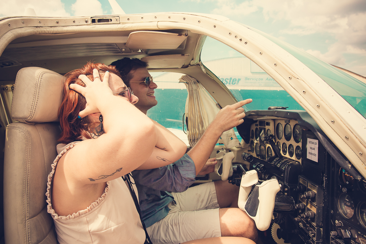 Ensaio dentro do avião