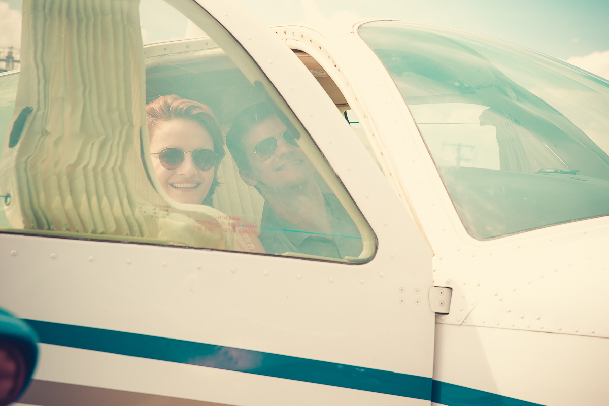 Ensaio dentro do avião