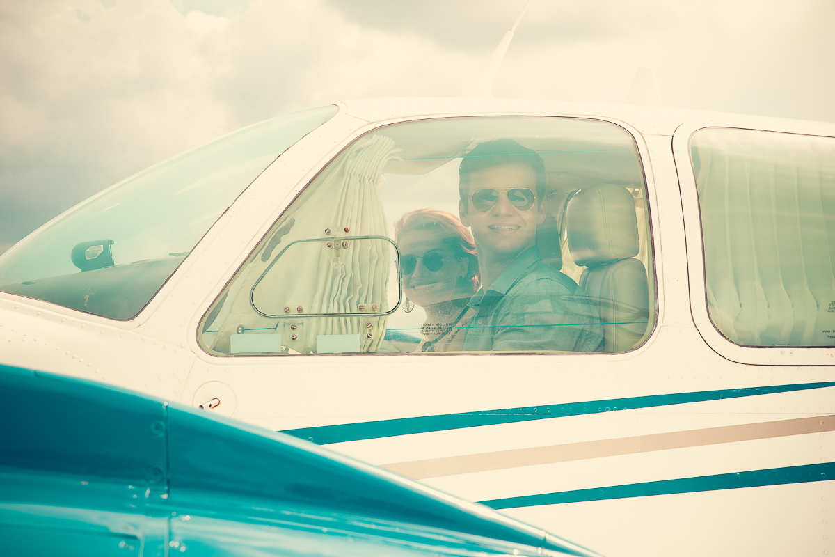 Ensaio dentro do avião