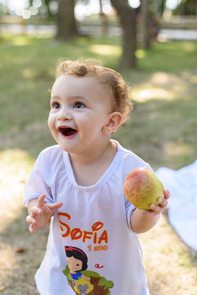 ensaio infantil, sessão fotográfica externa com a princesa Sofia. Smash the fruit com muita diversão e alegria. Fotos feitas em Vitória.
