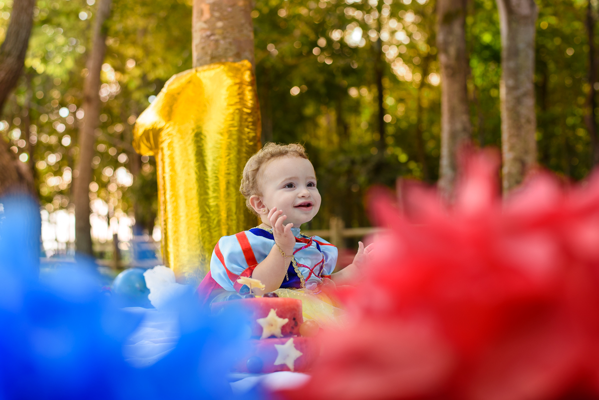 ensaio infantil, sessão fotográfica externa com a princesa Sofia. Smash the fruit com muita diversão e alegria. Fotos feitas em Vitória.