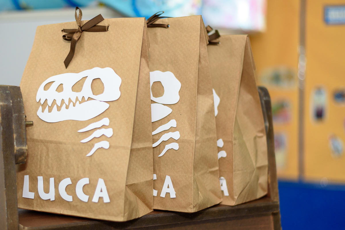 sacola com tema dinossauro