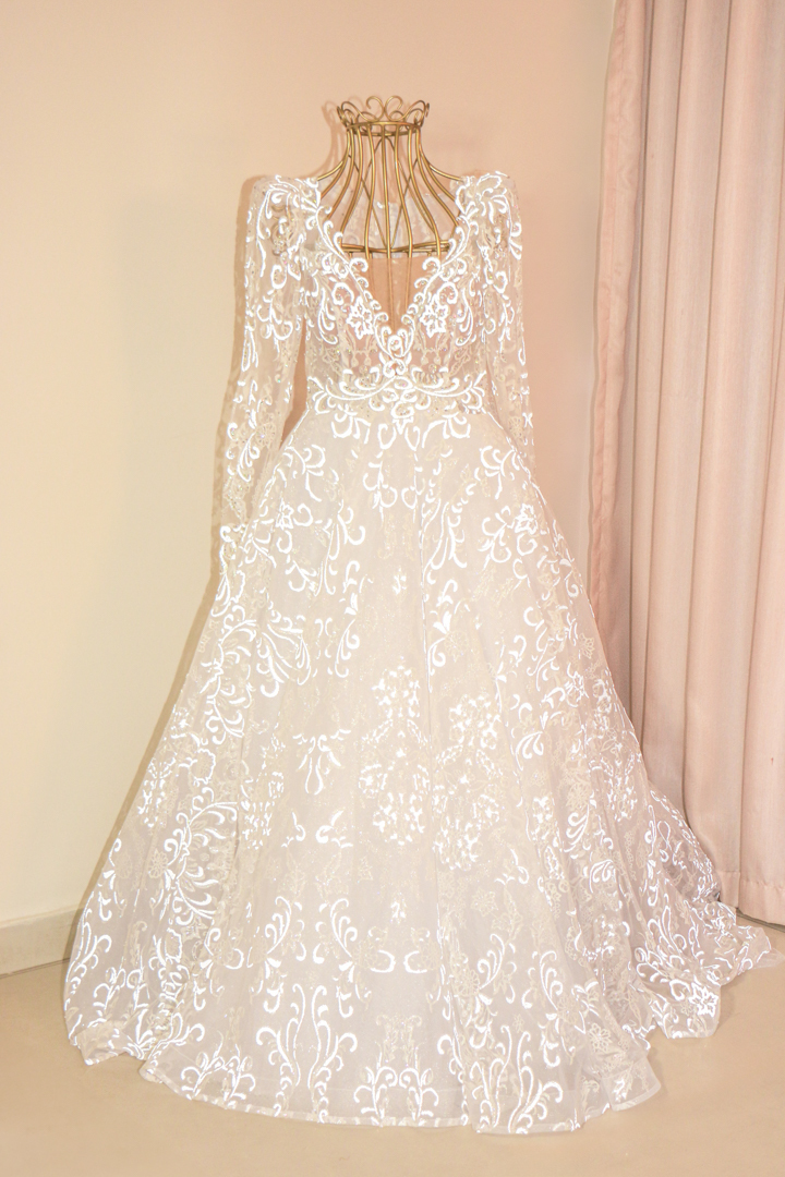 Vestido da noiva em seu casamento em São Gonçalo do Sapucaí - MG