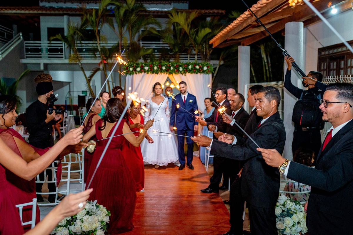 casamento ao ar livre noturno