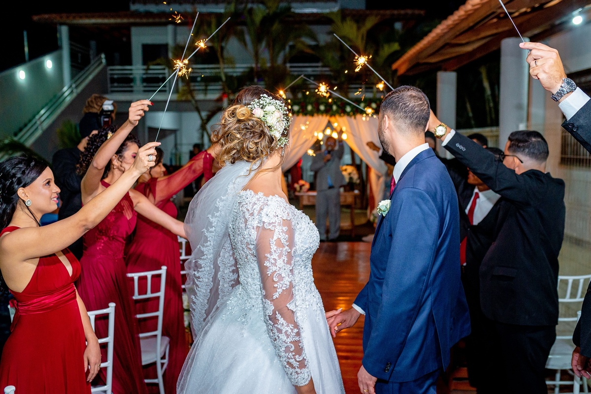 casamento ao ar livre noturno