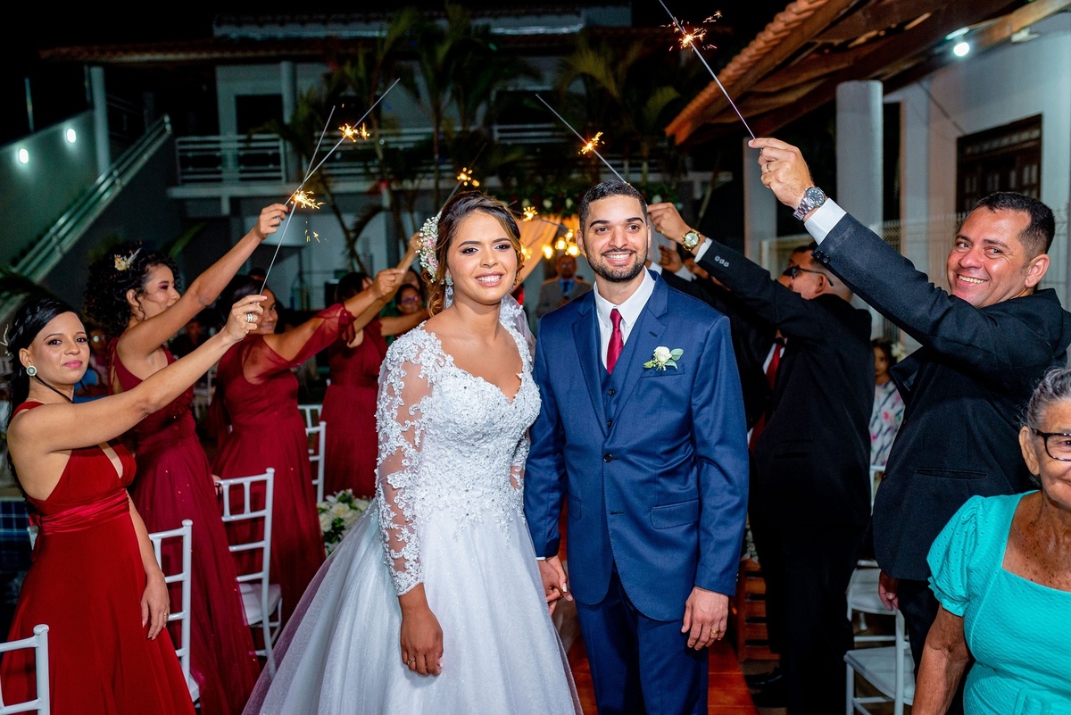 casamento ao ar livre noturno