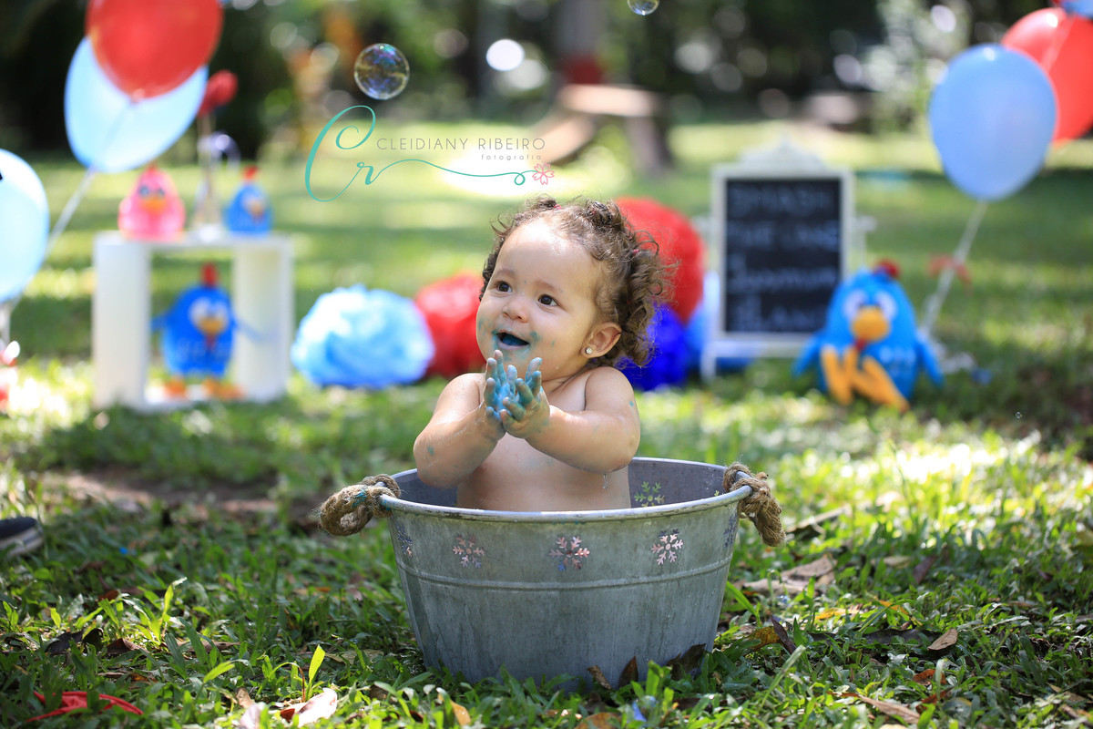 ensaio do banho-smash the cake- galinha pintainha