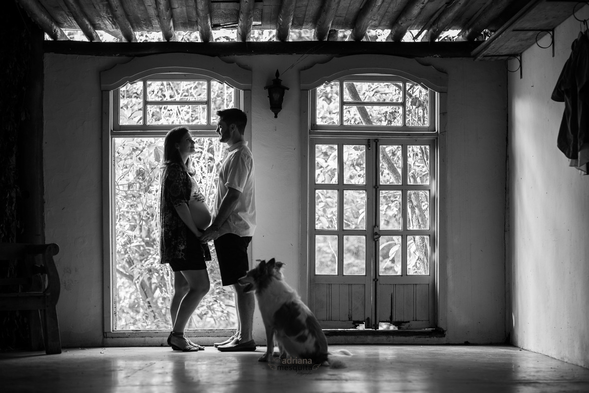Ensaio Externo de Gestante com Cães, da Patricia e Rodrigo na Fazenda Queda D'Agua em Araguari, registro pela fotografa Adriana Mesquita