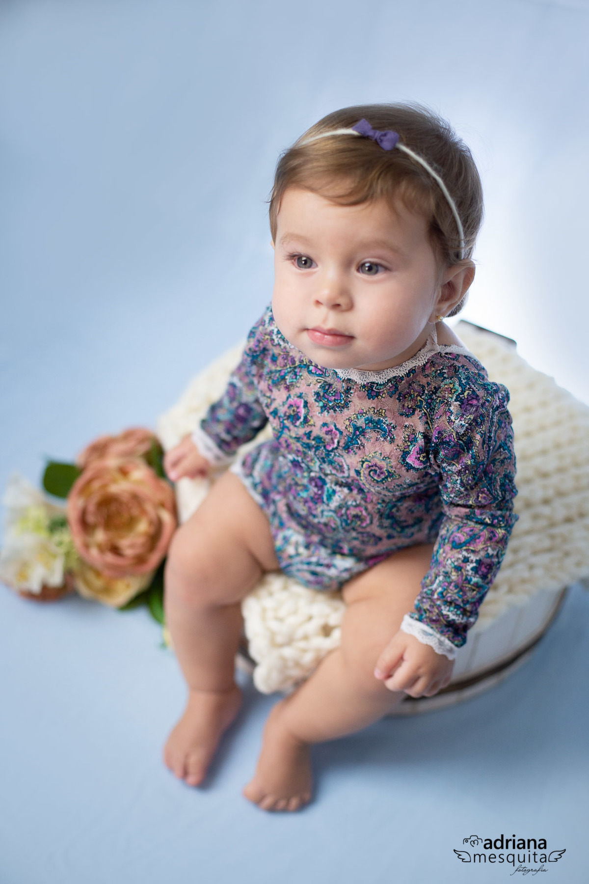 Ensaio de estudio, Fotografa Adriana mesquita, no registro de 8 meses da Ana Luiza