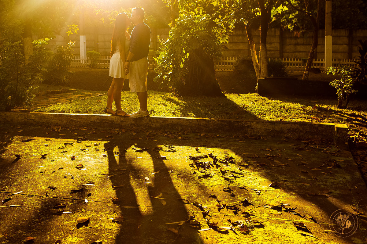 noivos se beijando no por do sol