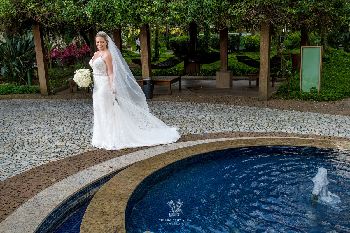 Making of da noiva véu vestido buquê fonte chafariz 