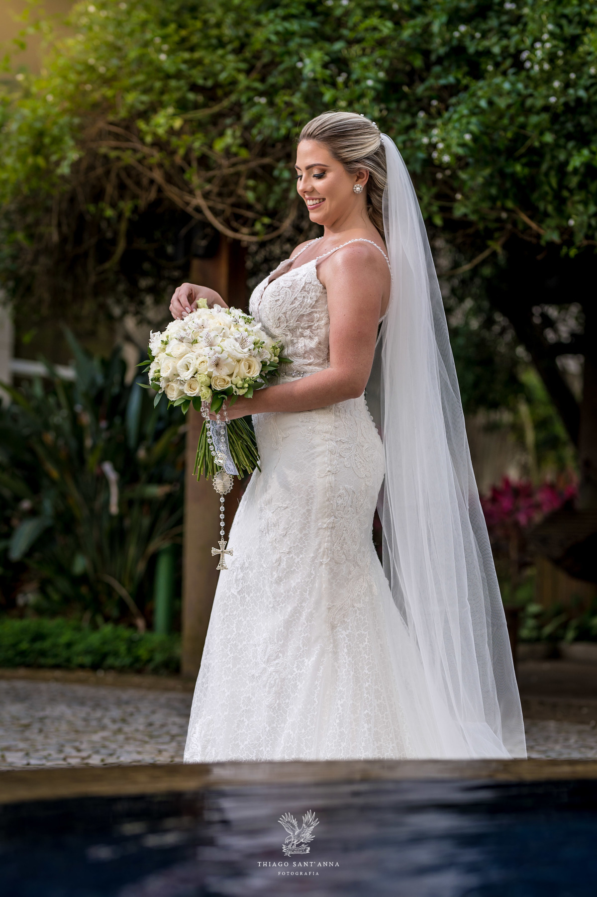 Making of da noiva véu vestido buquê 