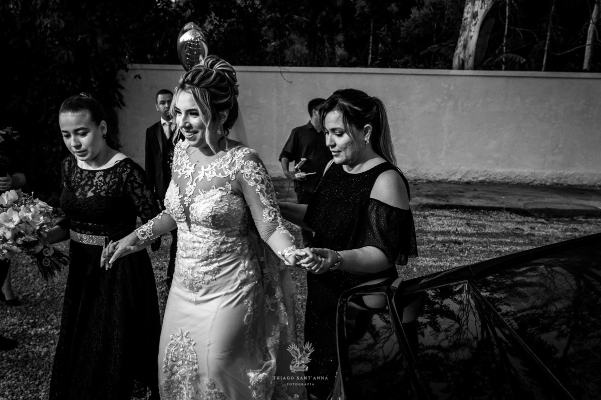 Chegada da noiva preto e branco