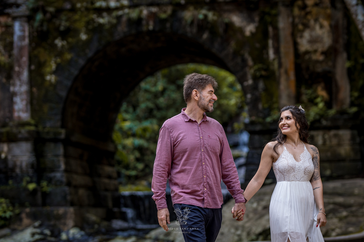Ensaio pré wedding ambiente externo cachoeira floresta da tijuca