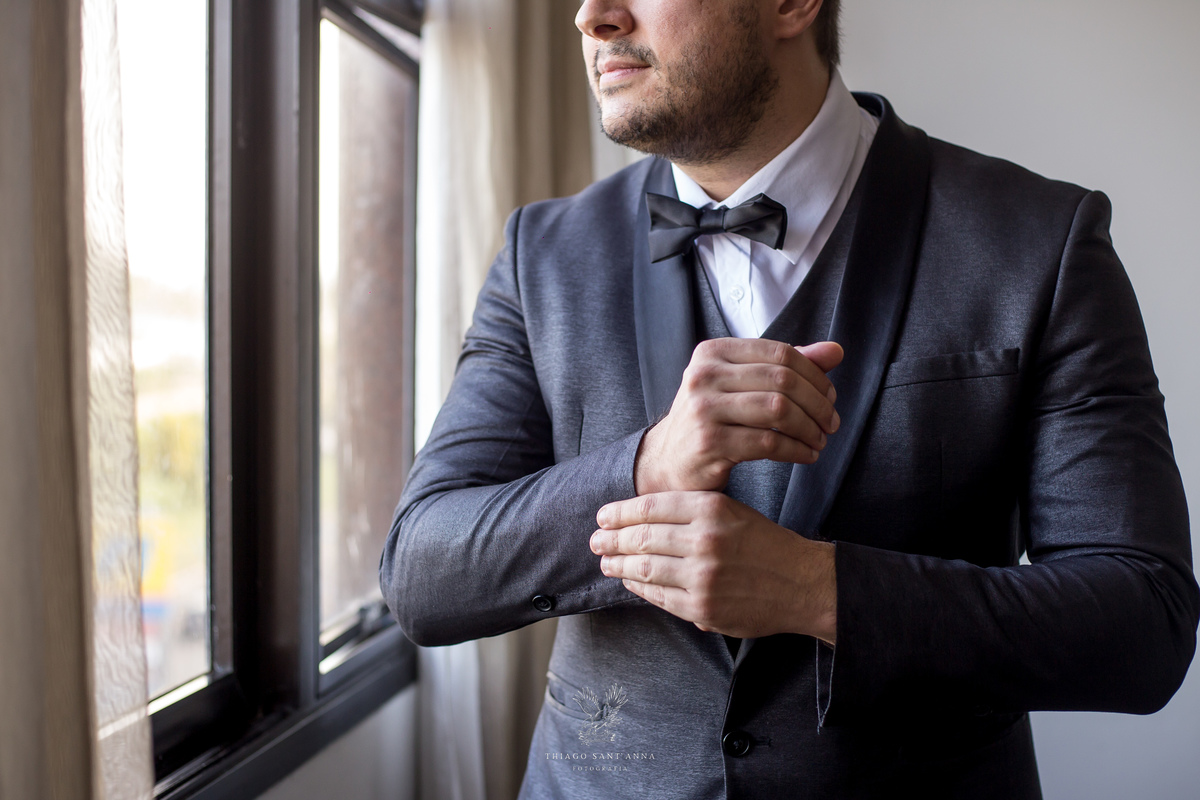 Making of do noivo abotoa manga palitó