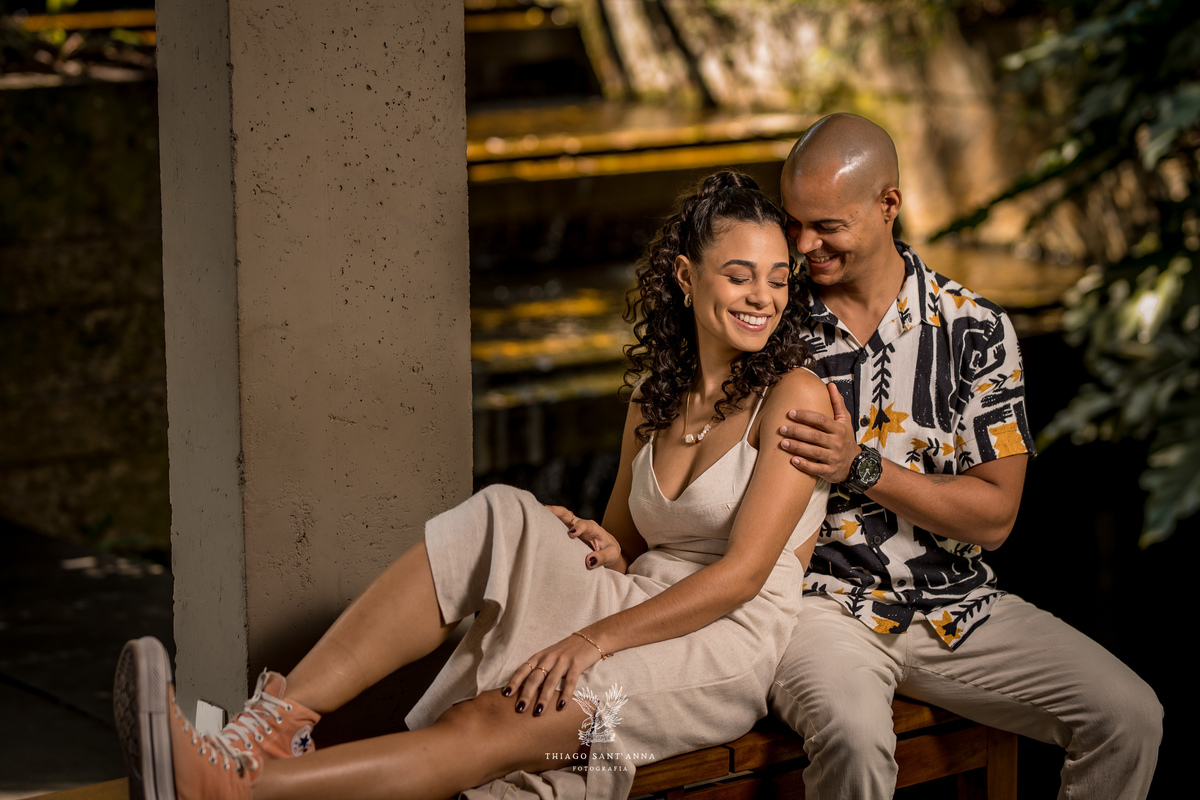 Ensaio pré wedding ambiente externo paisagem jardim 