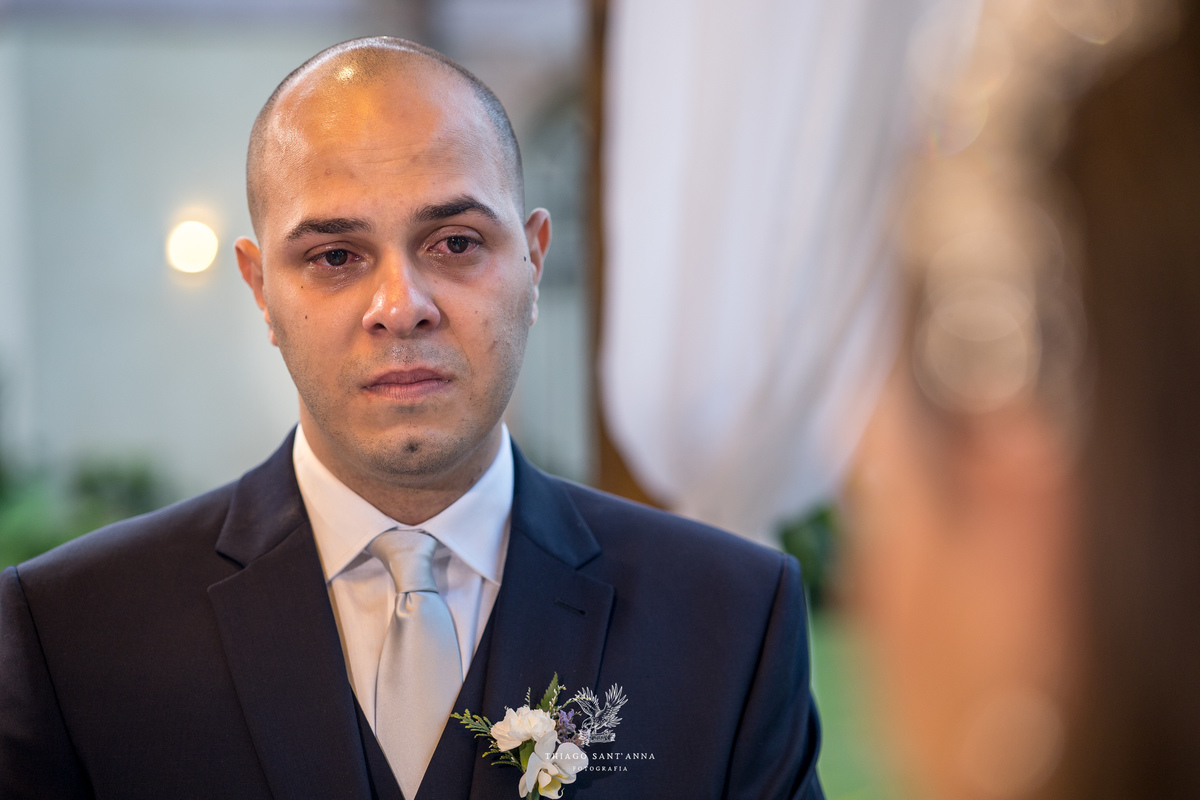 Reação do noivo casamento.