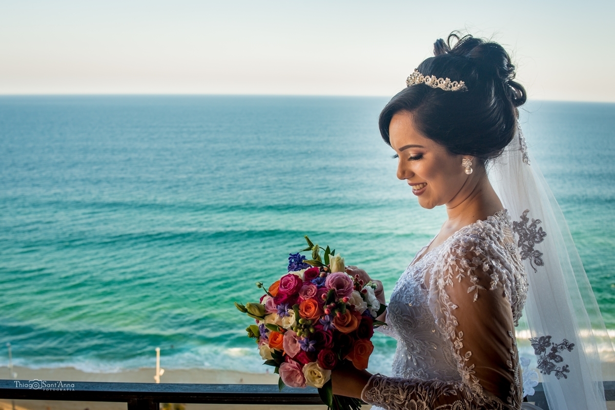 Buquê de noiva em tons de rosa