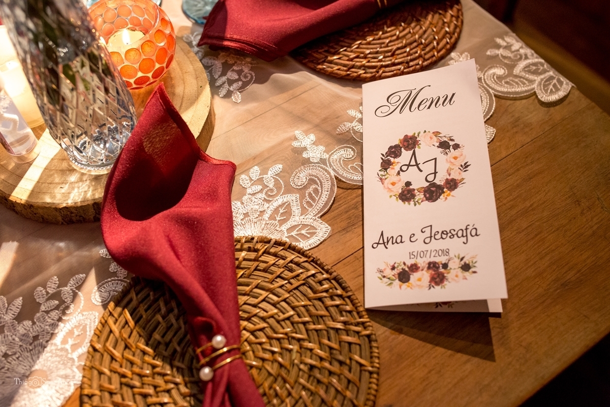 Menu de casamento rústico