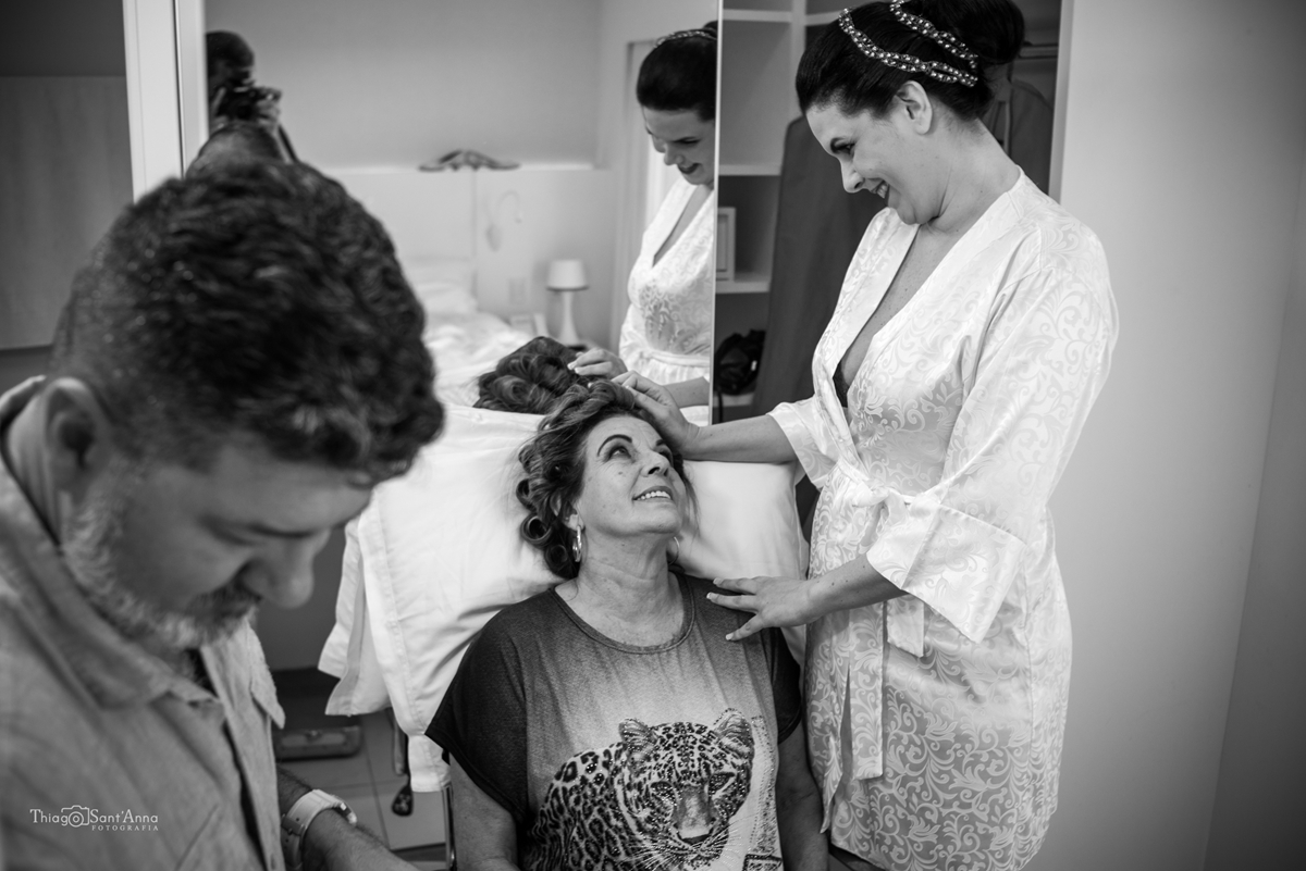 Noiva leva família para o making of