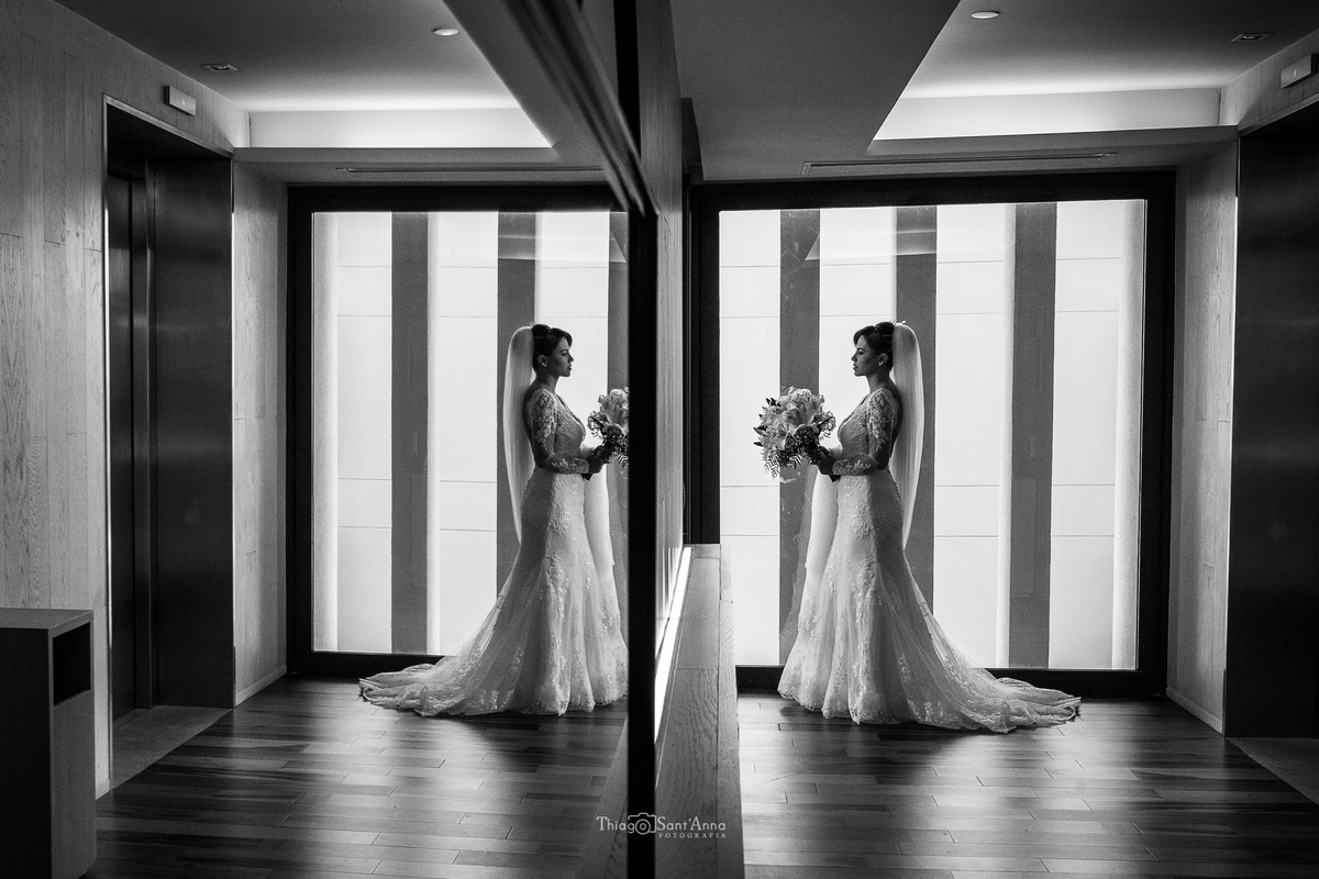 noiva vestido buque corredor preto e branco