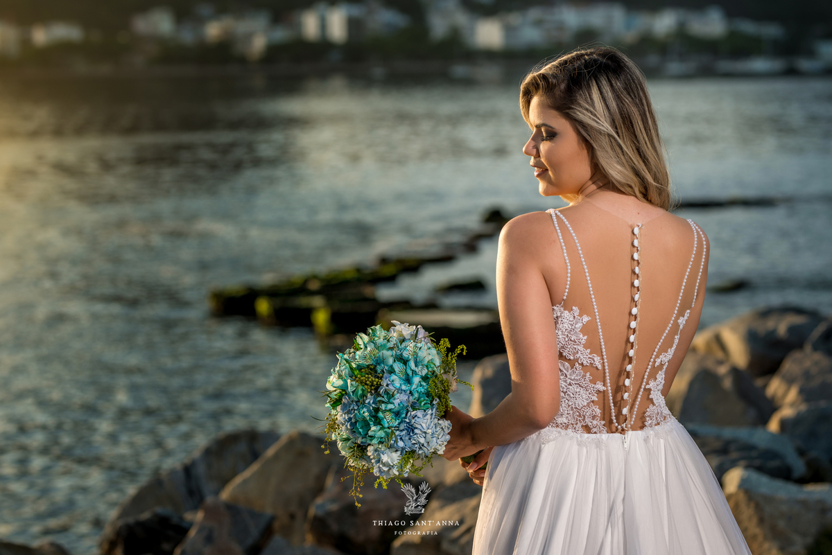 ensaio editorial noiva vestido paisagem praia pão de açúcar