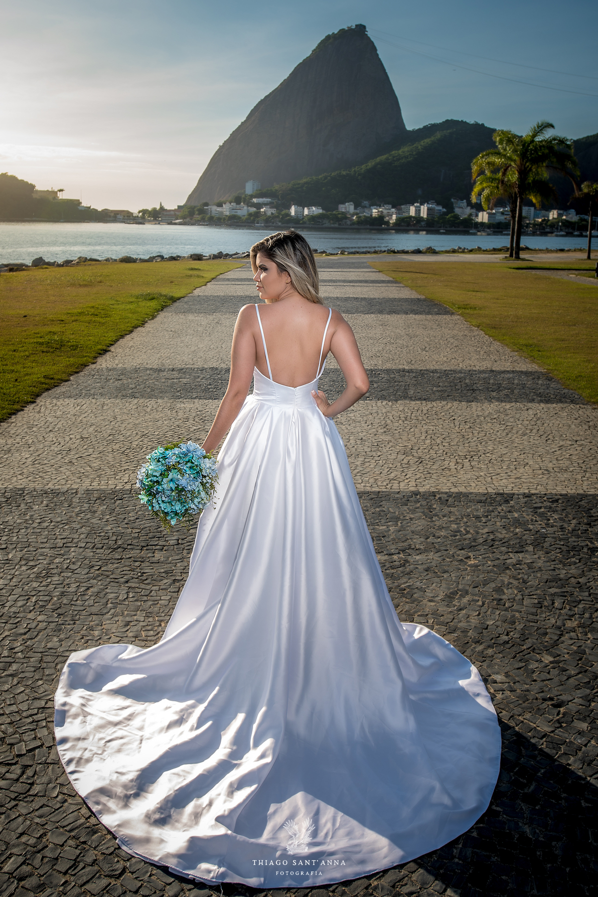 ensaio editorial noiva vestido paisagem praia pão de açúcar
