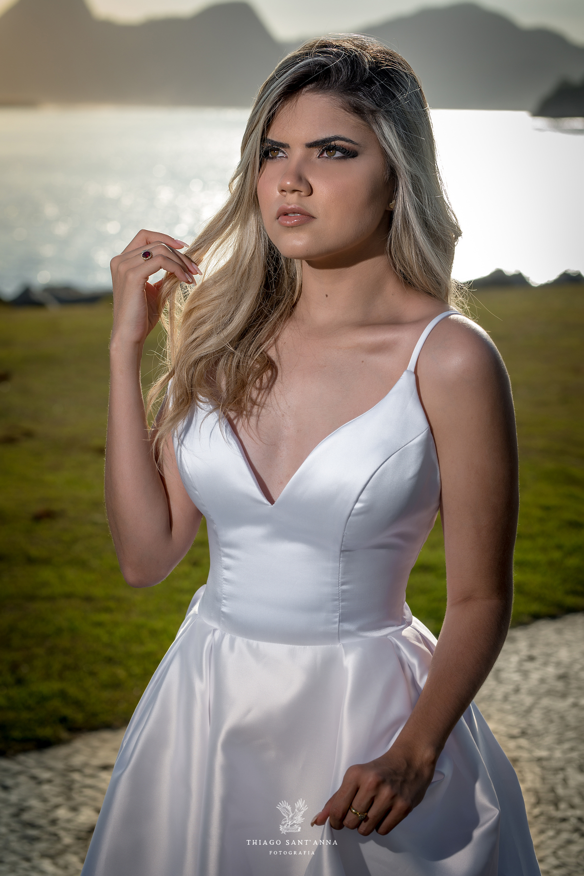 ensaio editorial noiva vestido paisagem praia pão de açúcar