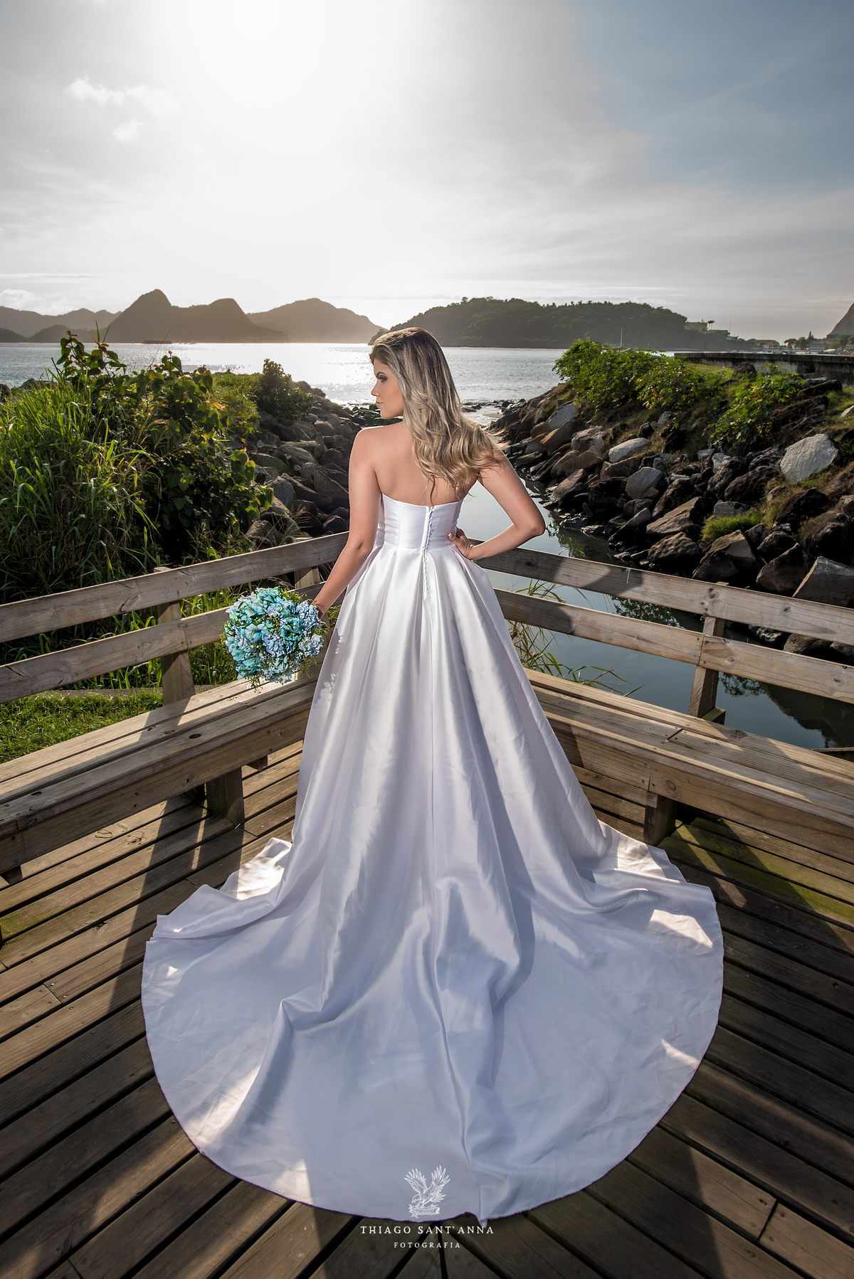 ensaio editorial noiva vestido paisagem praia pão de açúcar