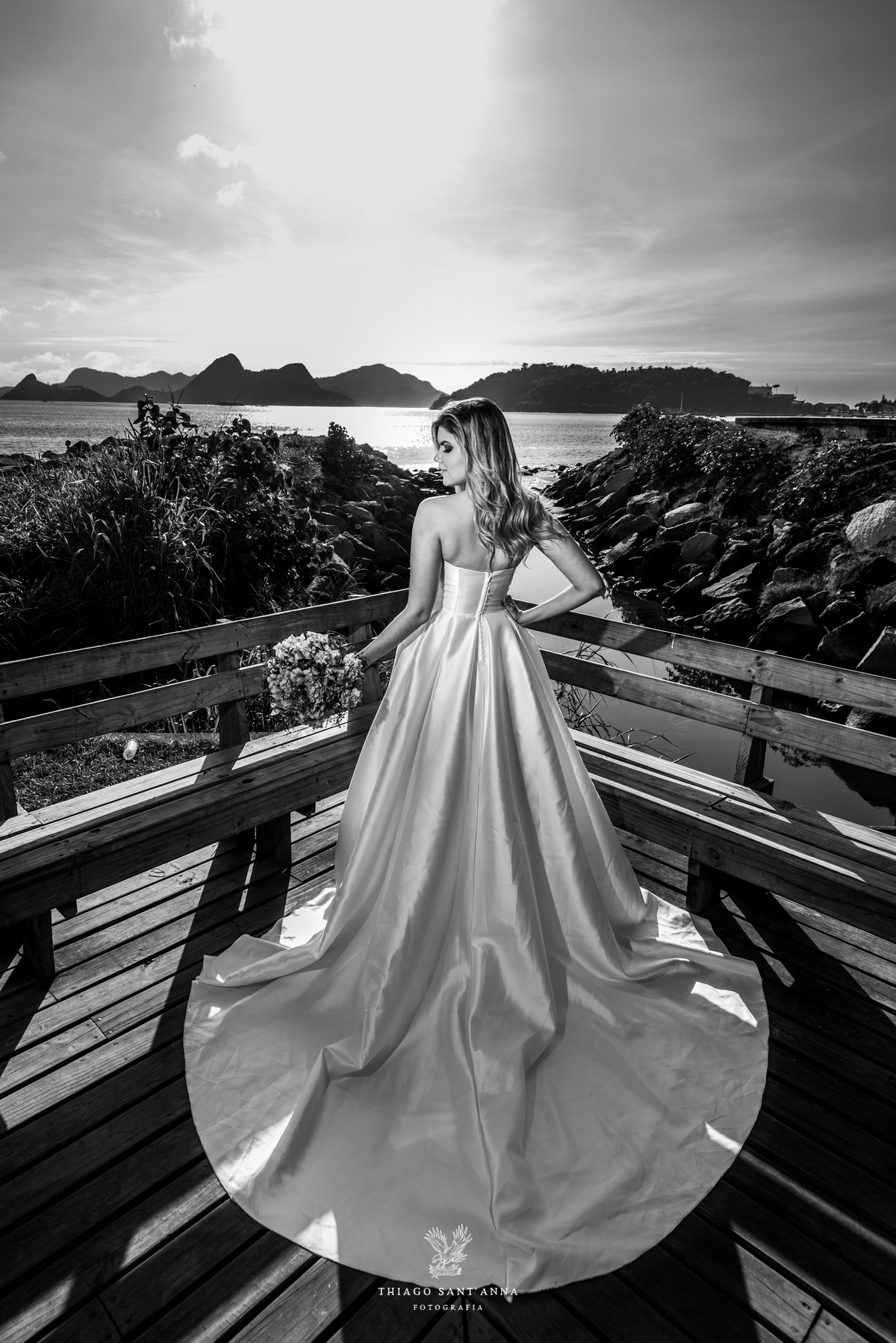 ensaio editorial noiva vestido paisagem praia pão de açúcar