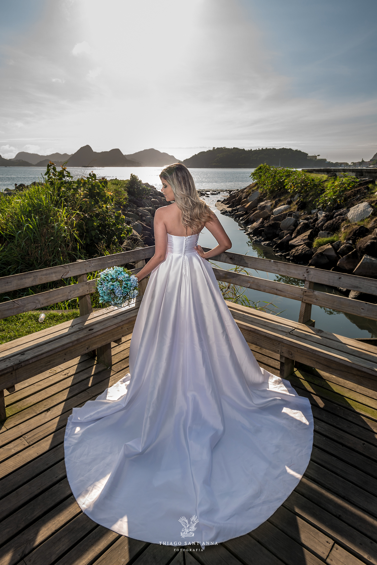 ensaio editorial noiva vestido paisagem praia pão de açúcar