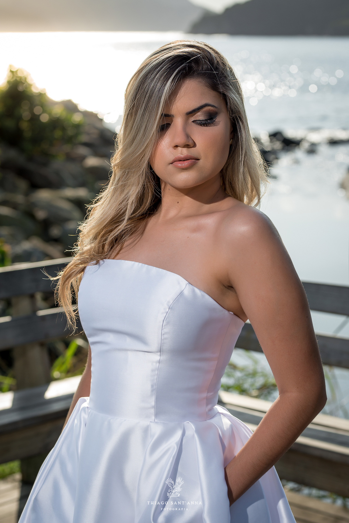 ensaio editorial noiva vestido paisagem praia pão de açúcar