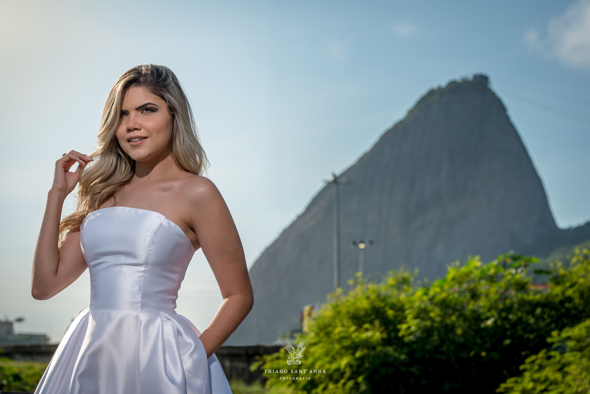 ensaio editorial noiva vestido paisagem praia pão de açúcar