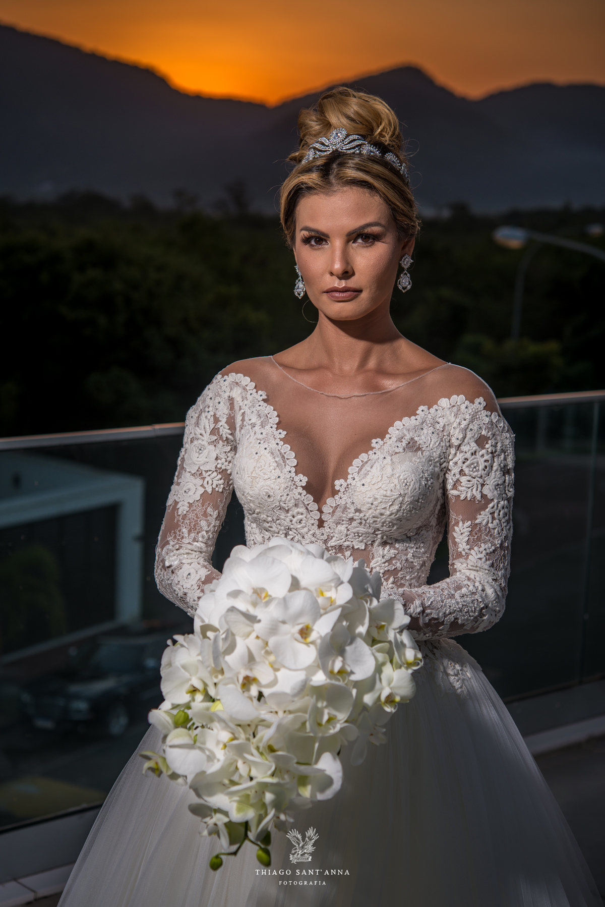 noiva buque por do sol