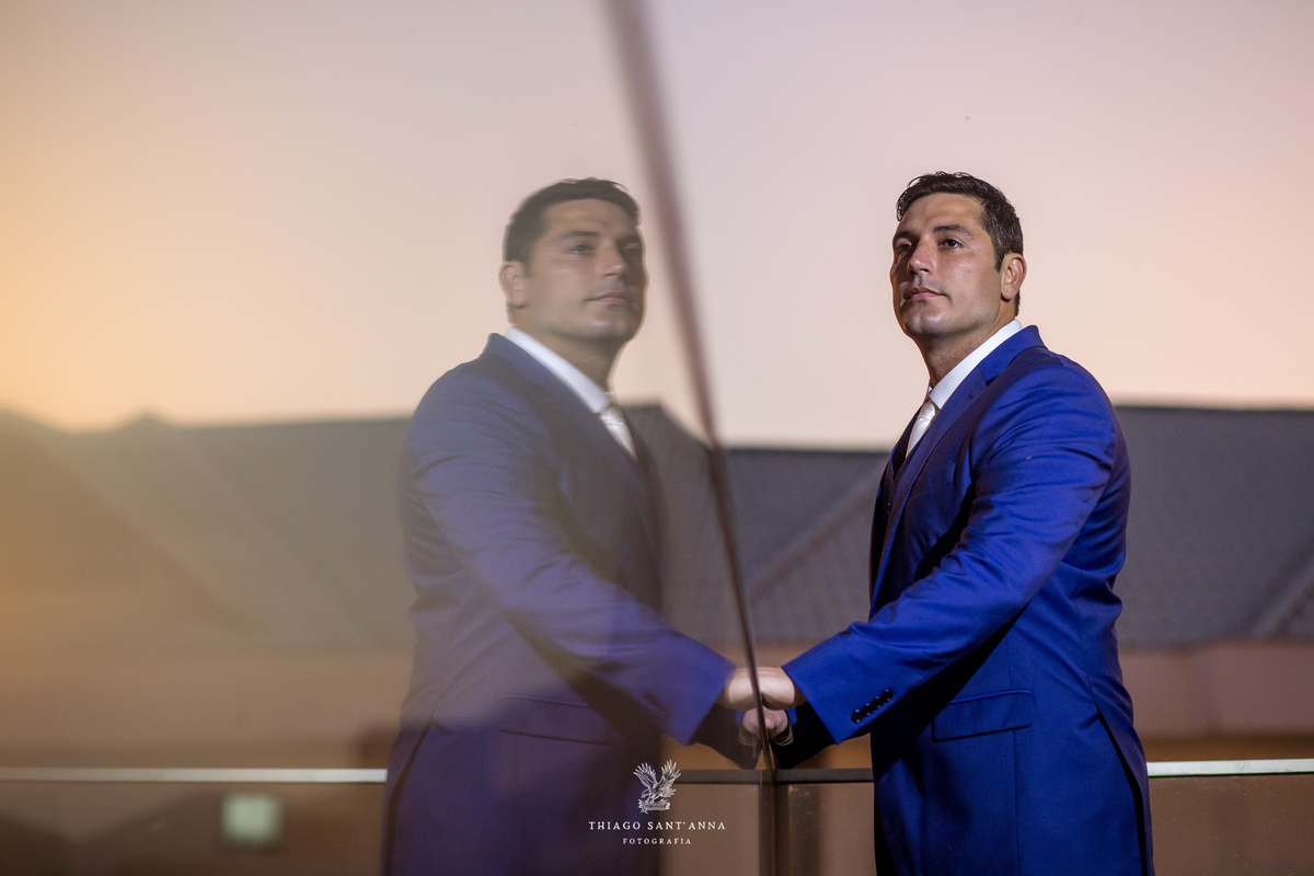 making of noivo observa paisagem