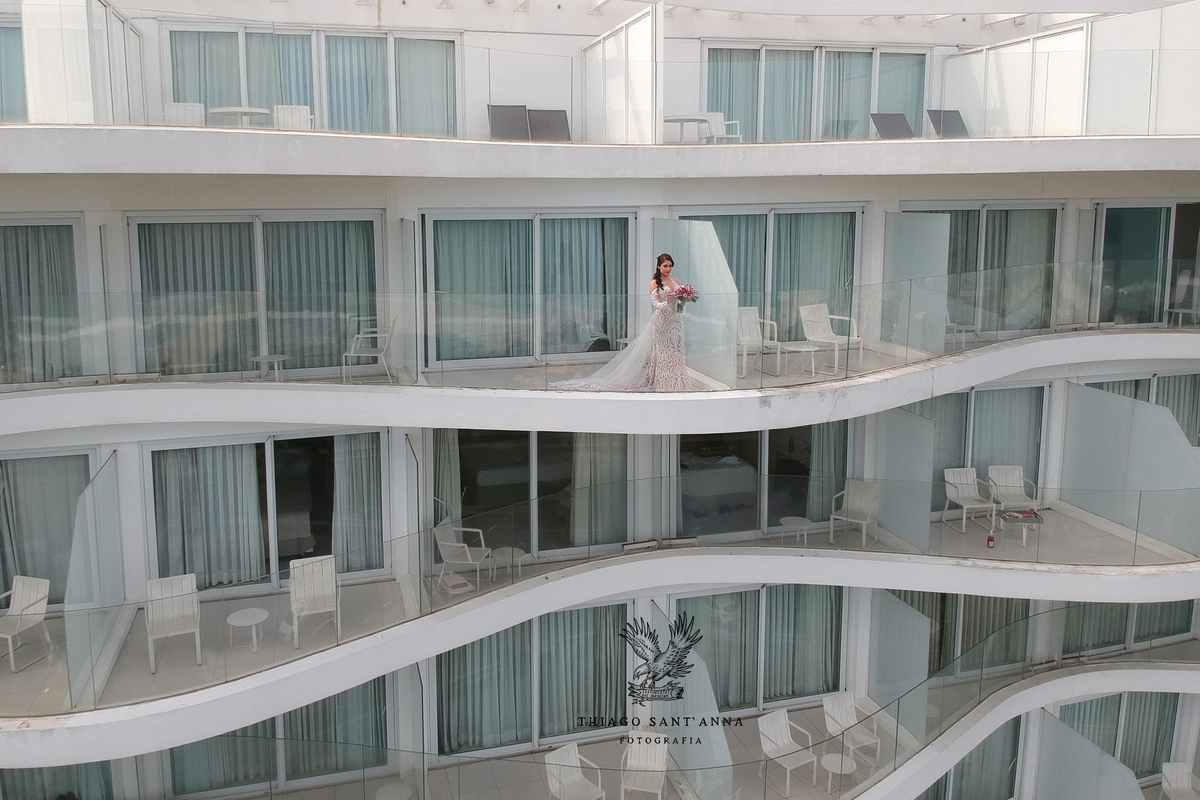 noiva imagem drone prédio sacada