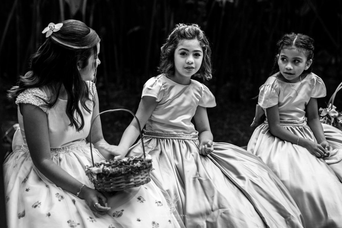 damas de honra preto e branco