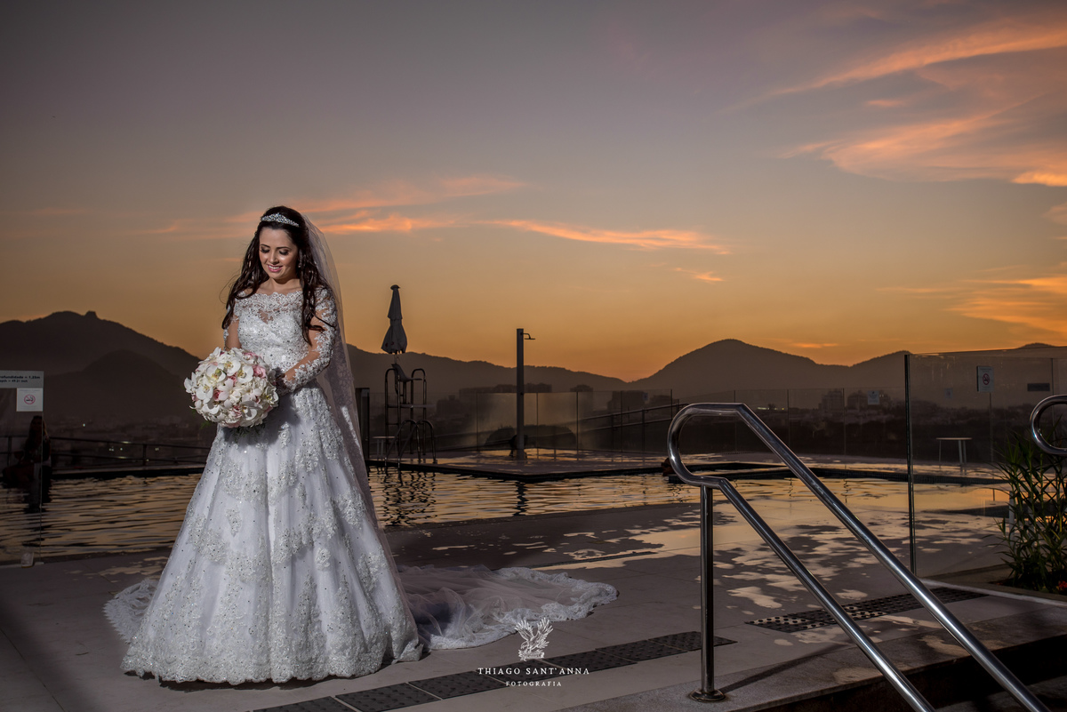 making of noiva vestido véu buquê paisagem 