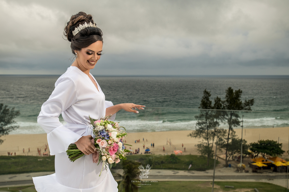 Making of da noiva buquê paisagem praia