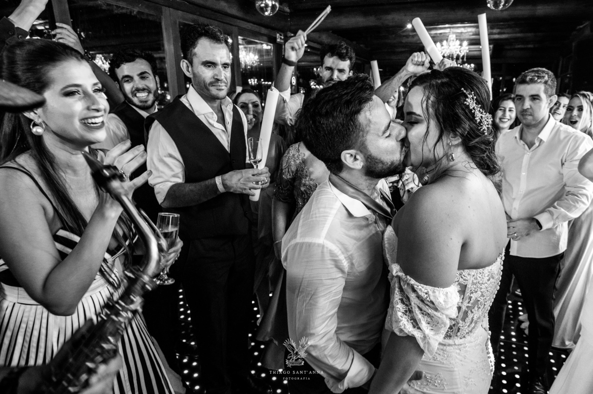 festa de casamento pista de dança preto e branco