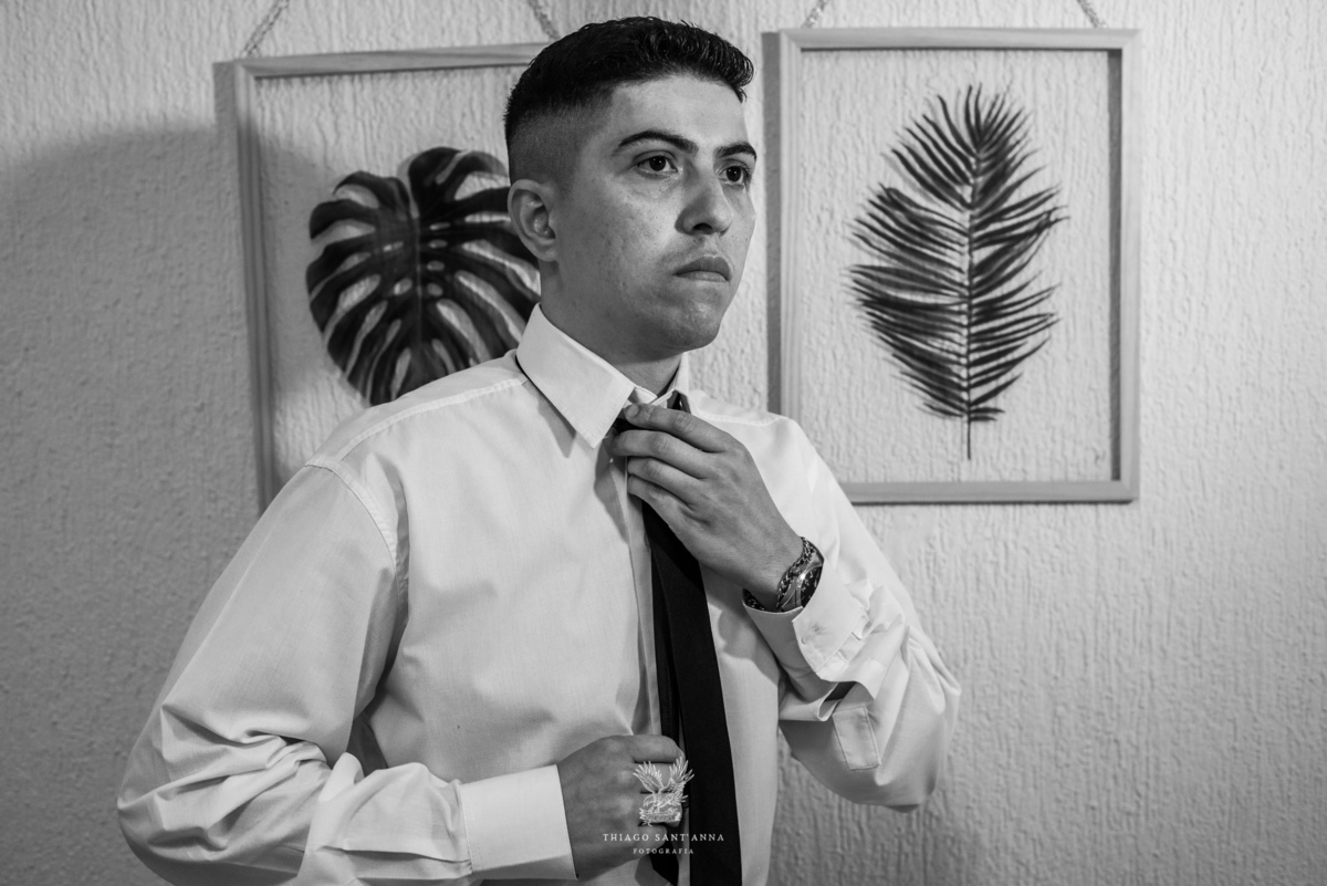 Making of noivo gravata preto e branco