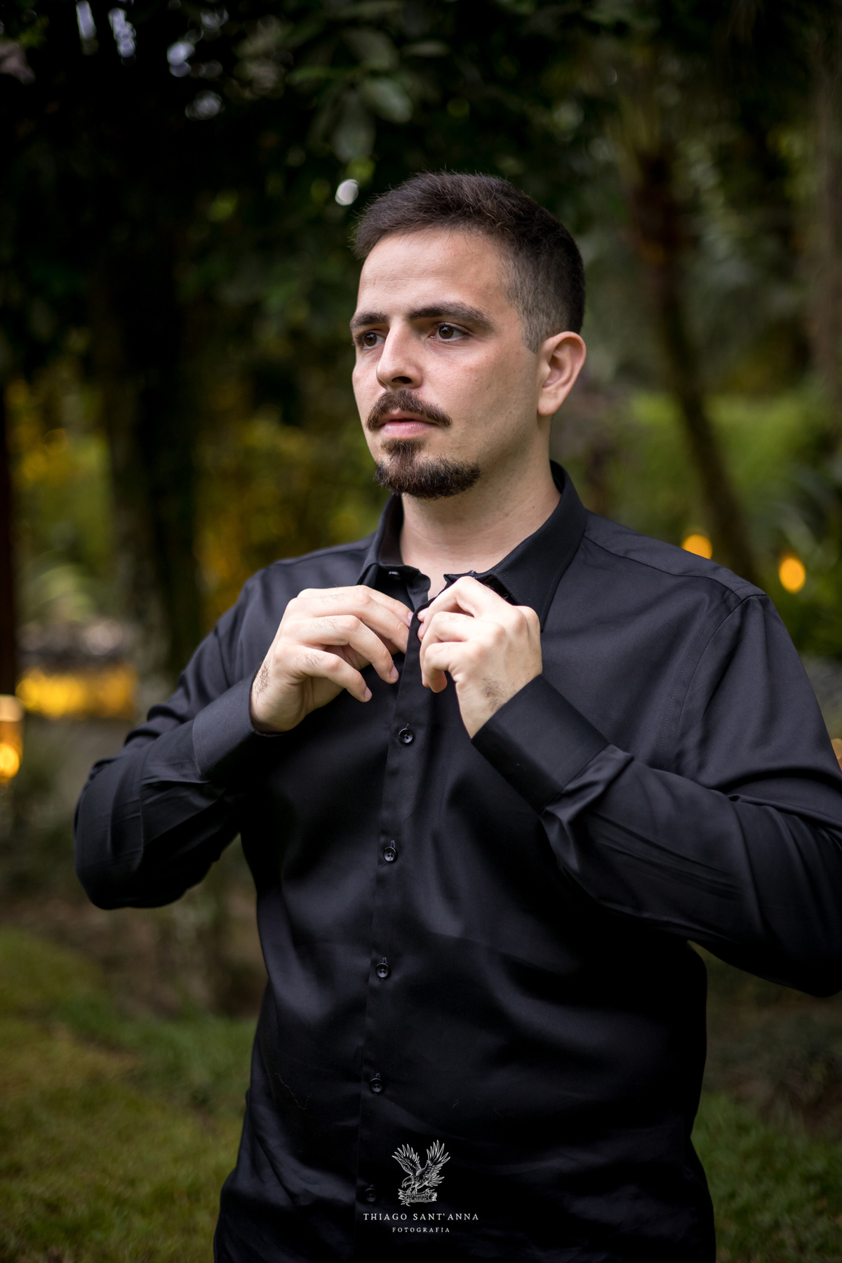 making of do noivo camisa preta abotoa