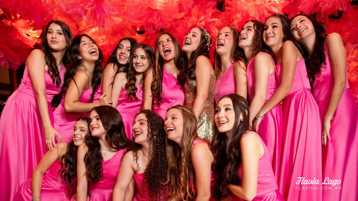 Fotografia de 15 anos no Rio de Janeiro RJ Flavia Lago Flavius XV Festa Spazio Itanhangá amigas