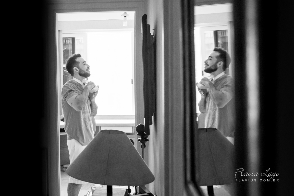 Fotografia de Casamento no Rio de Janeiro RJ Flavia Lago Flavius posado noivo making of hotel grand hyatt