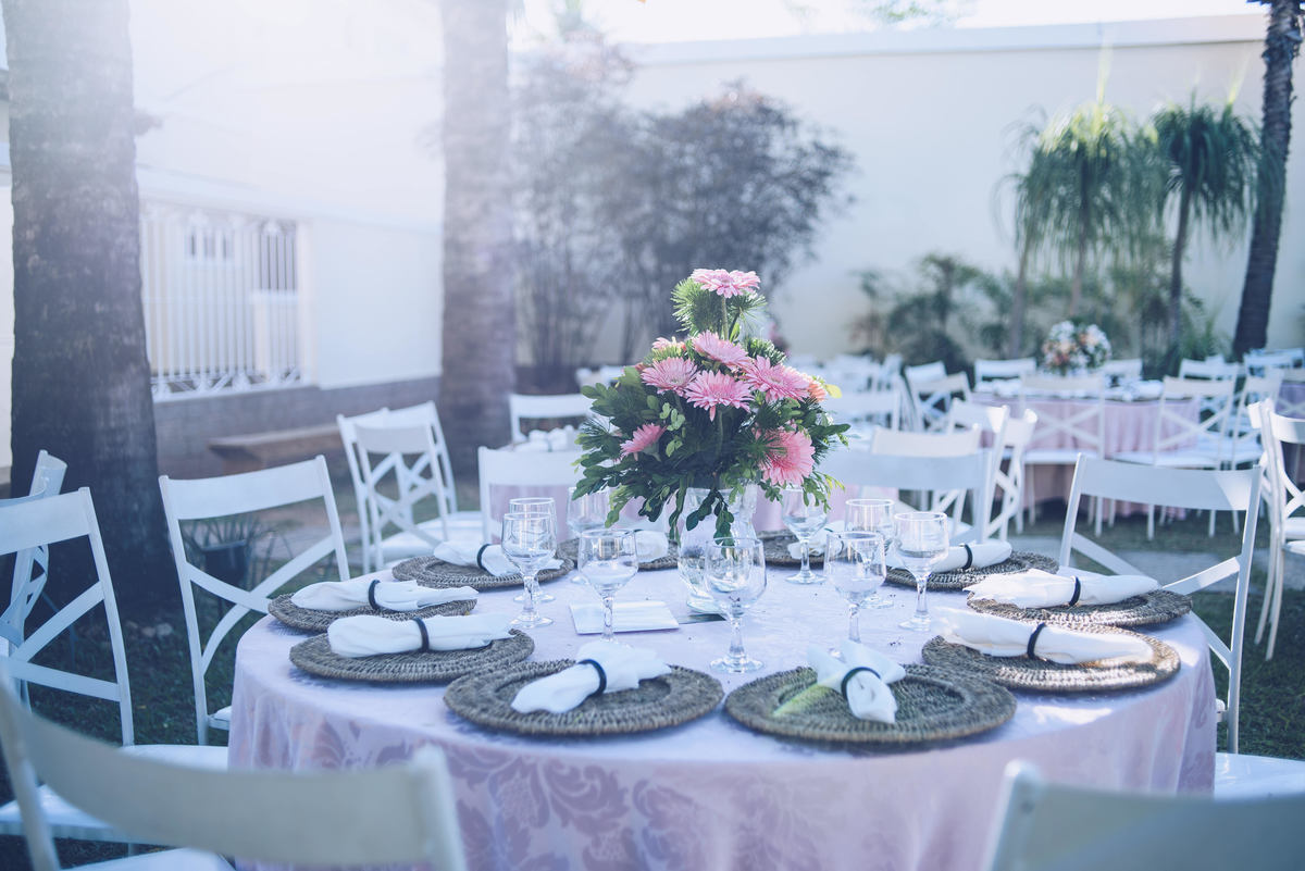 A decoração foi produzida pela Virgínia Miller