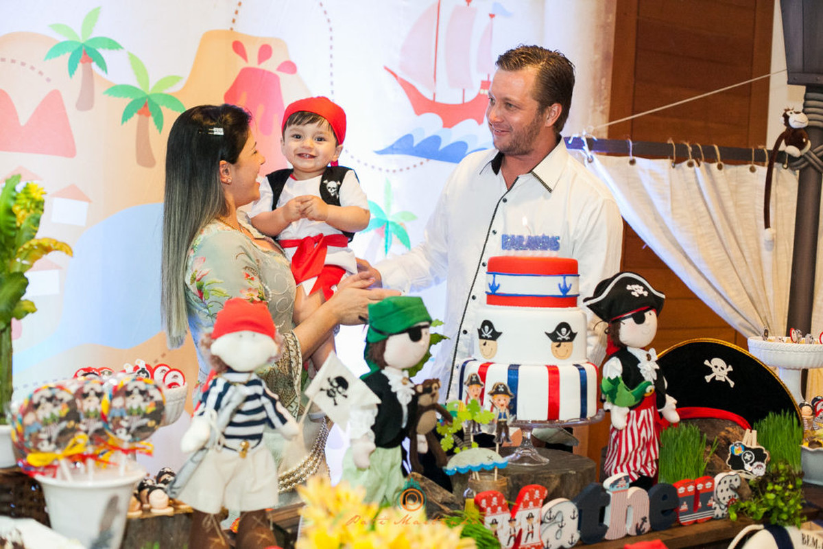Fotografa de Aniversario de crianca, infantil Matheus – 1 ano, tema de pirata infantil 