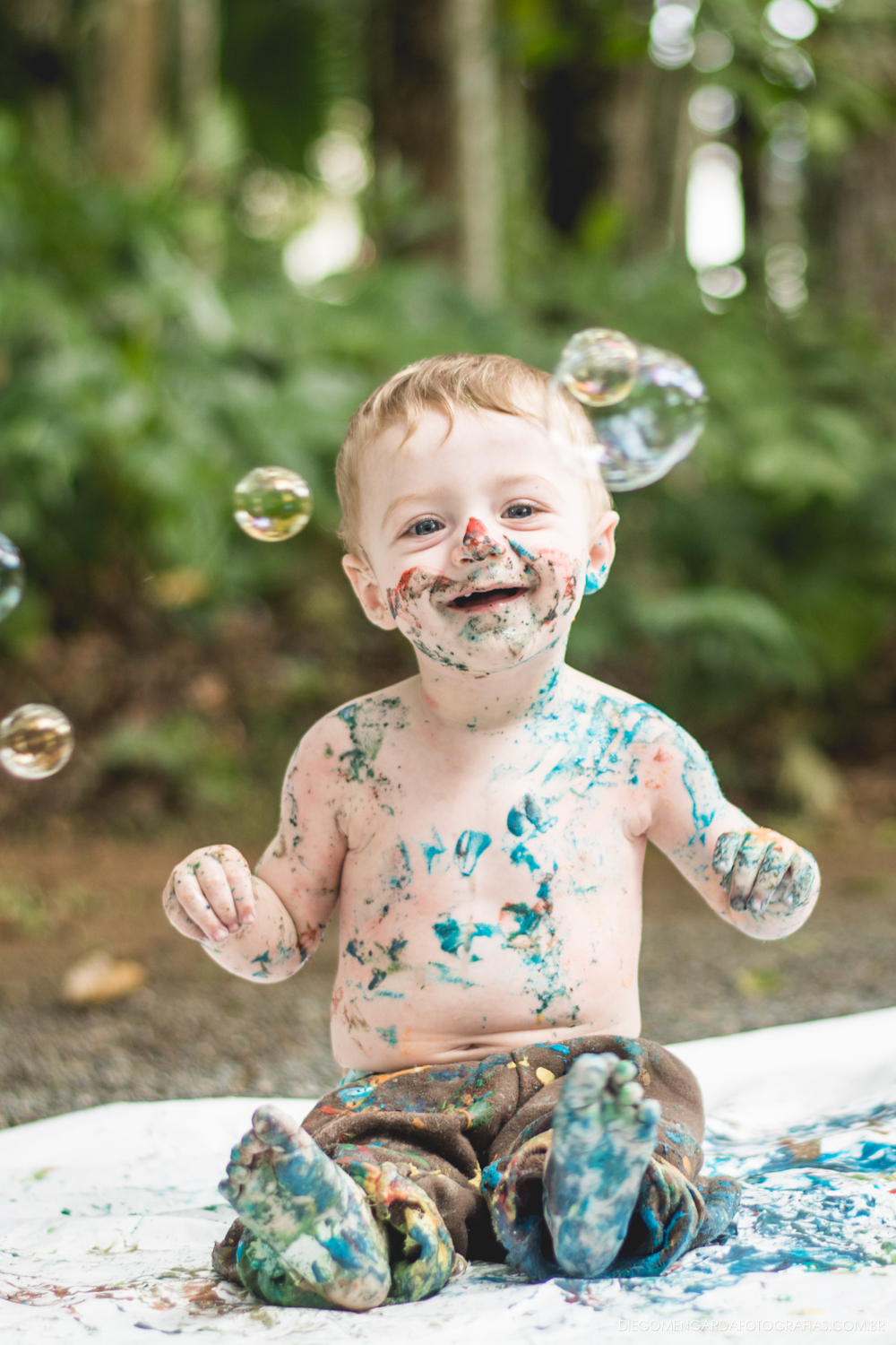ensaio bebe com bolha sabao