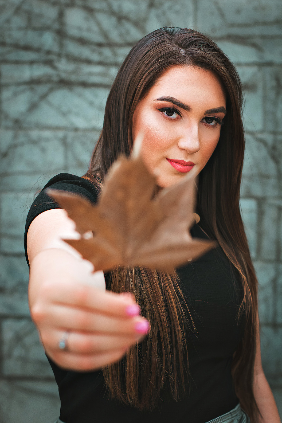 Ensaio Feminino Folha Seca de Outono