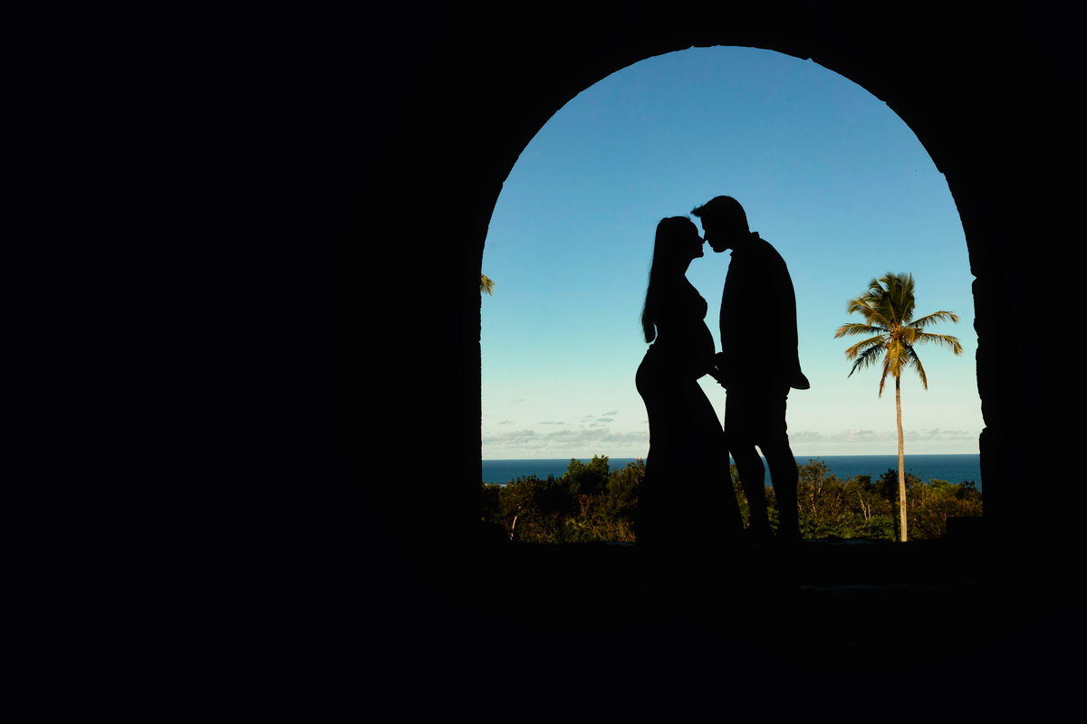 silhueta de mamãe e papai fazendo beijo esquimó