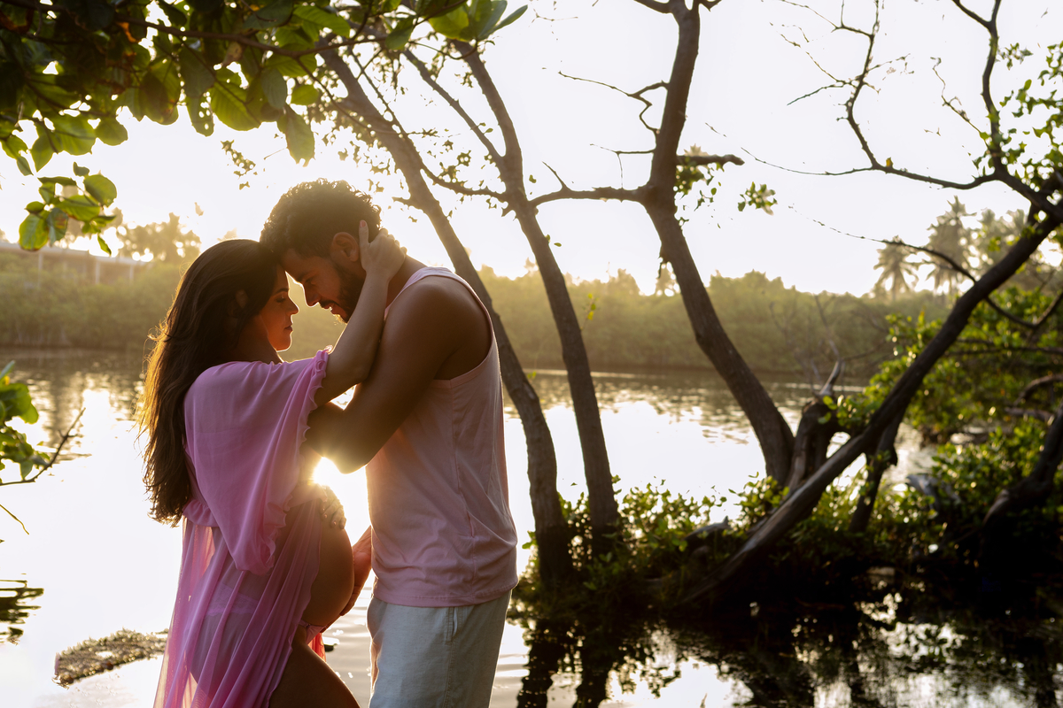 mamãe e papai ao pôr do sol